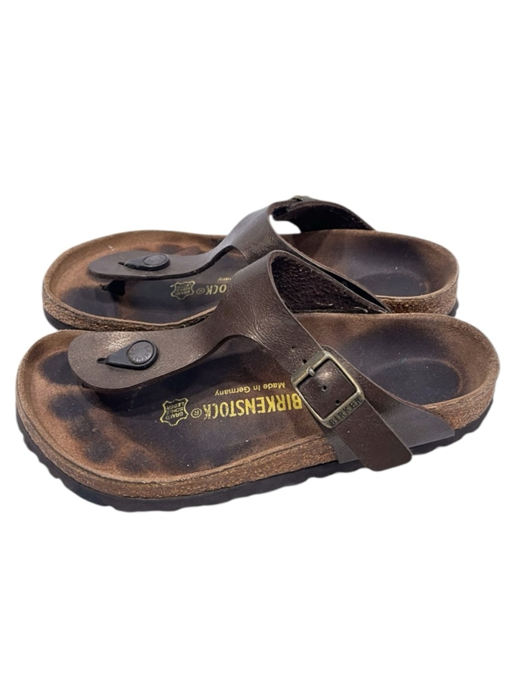 Birkenstock Gizeh Brown Leather Toe-Post Sandals with Buckle 36 - Picture 4 of 8